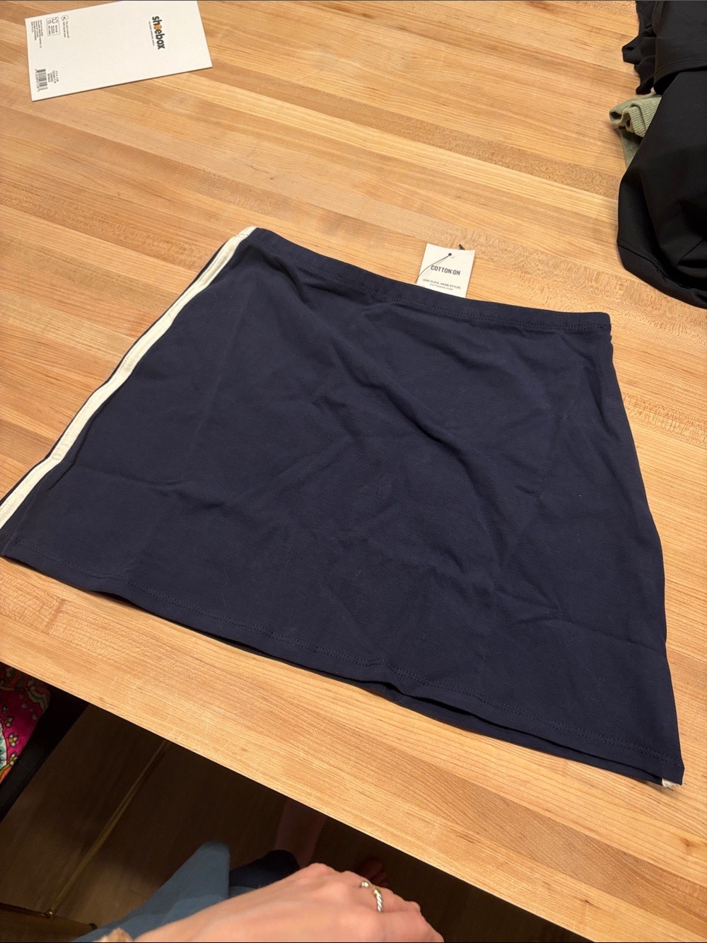 Cotton On Navy Skirt with White Side Stripes